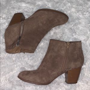 Tan ankle booties with box